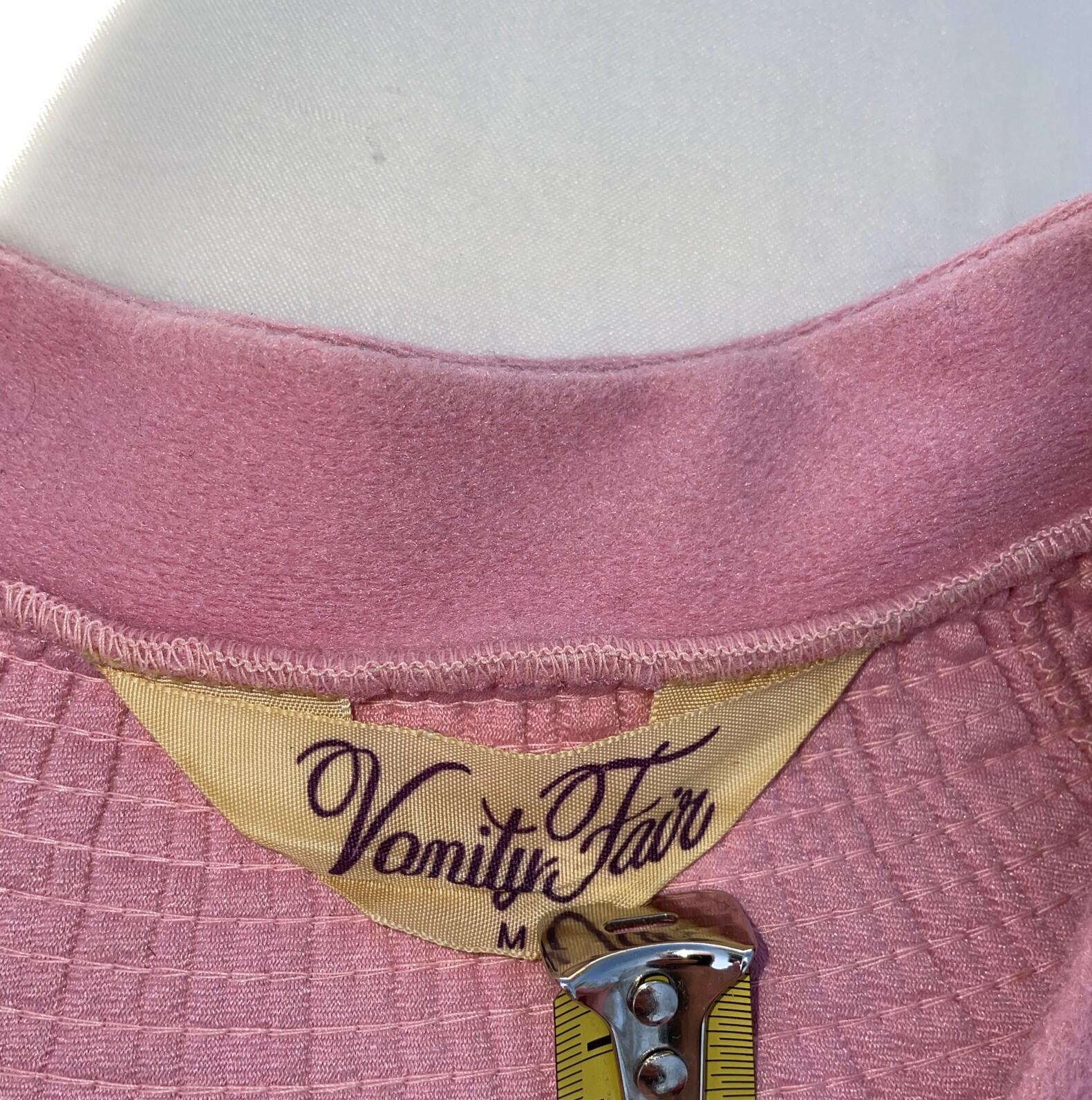VTG Vanity Fair pink fleece Embroidered Zip Robe Lounger USA Dacron Polyester M