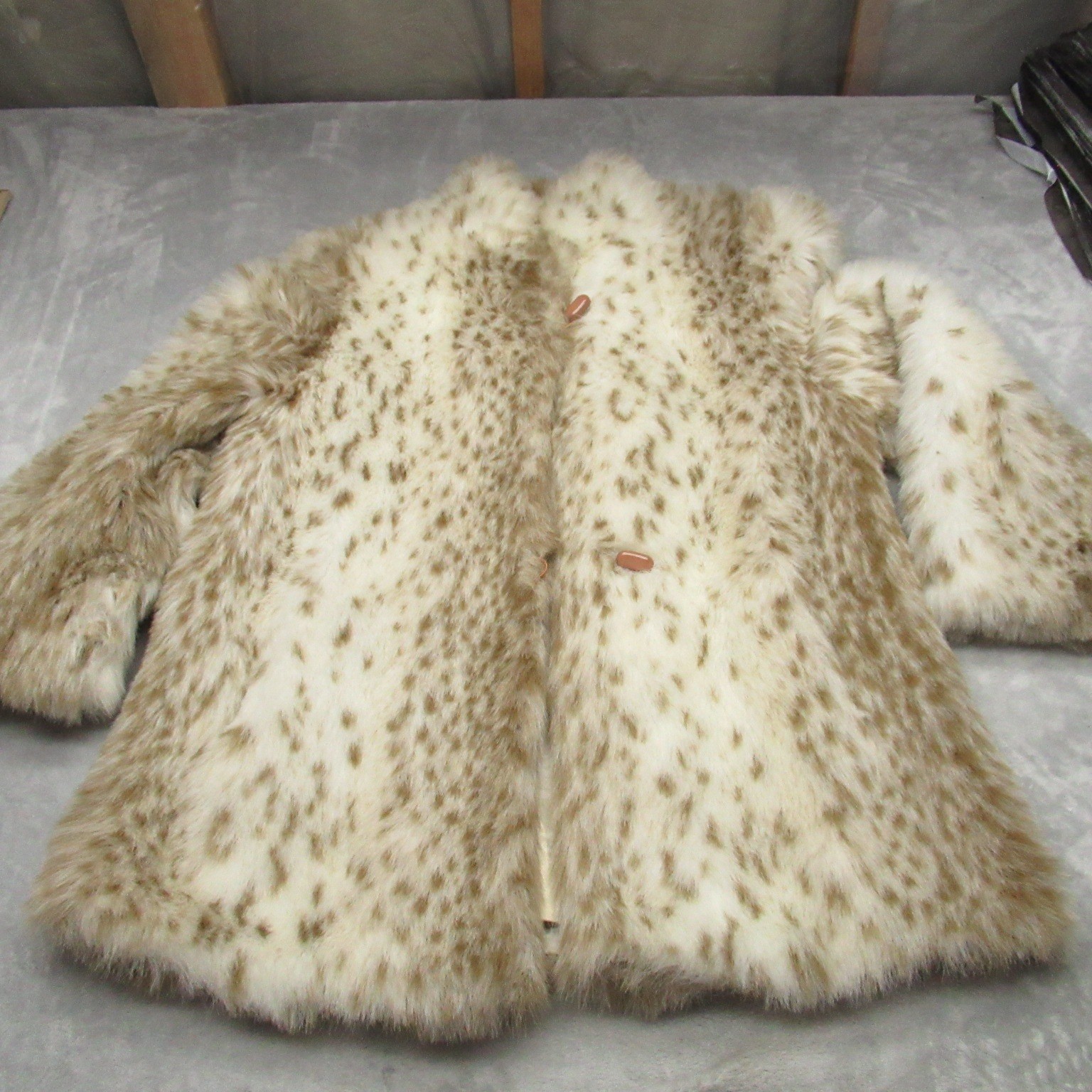 Jacques Saint Laurent Coat Women Large? Faux Fur Animal Stroller Genelle VTG 70s