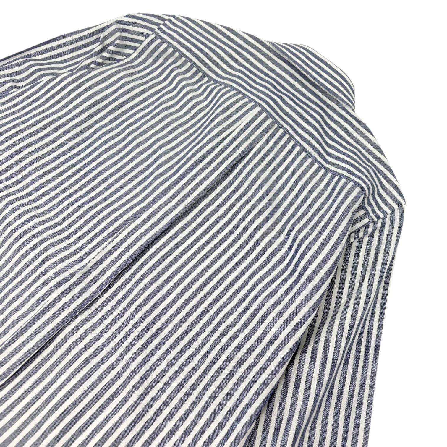 CELINE Triomphe Logo Stripe Button Up Shirt Long Sleeve #36 Blue White Cotton