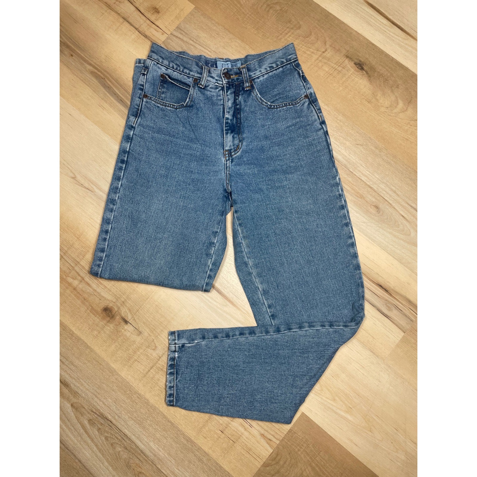New York Line Vintage High Waisted Mom Jeans Medium Wash 100% Cotton Size 4