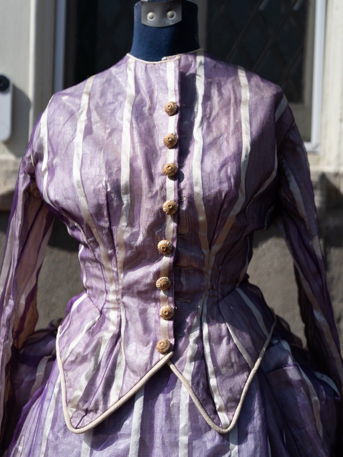 Antique 1868 Sheer 3 Piece Summer Promenade Dress