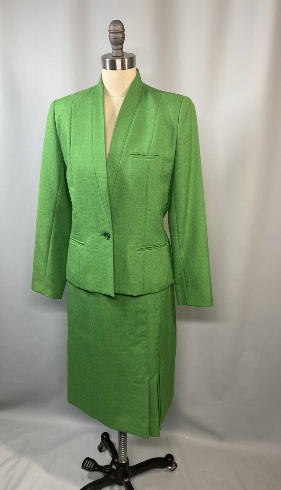 Vintage Women’s Skirt Suit SIZE 7/8 SMALL green LEE DAVID 60s 70s pleat JAPAN