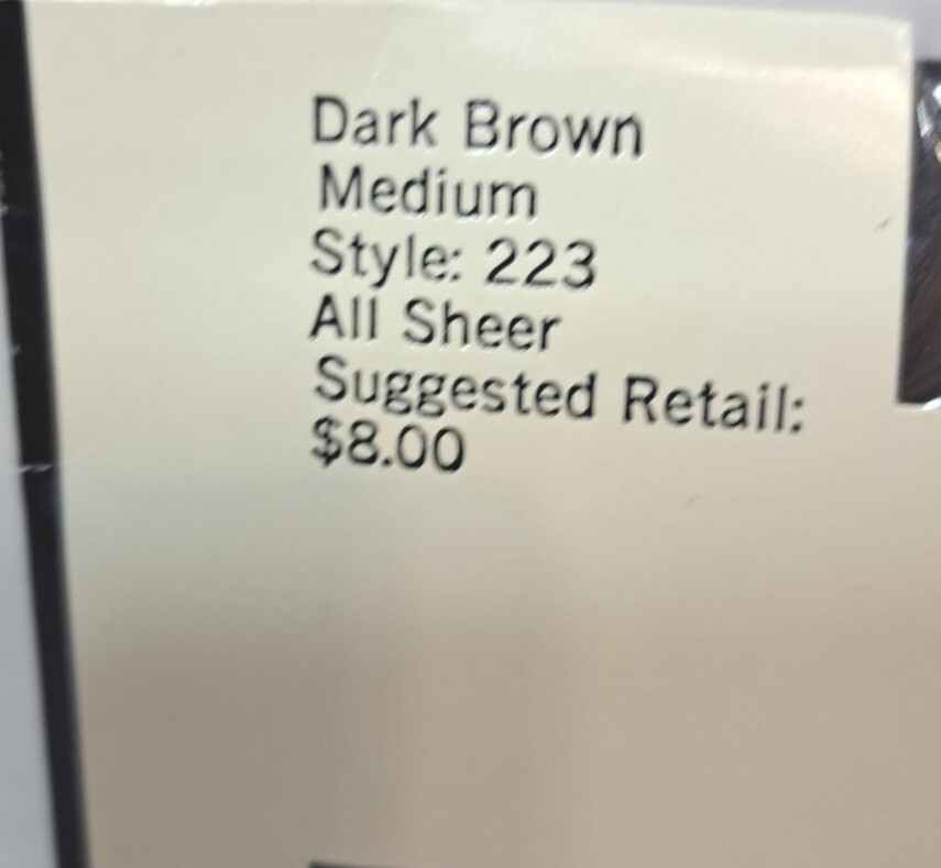 DONNA KARAN New York Sheer Satin Hosiery Dark Brown Style 223-Size Medium – NEW