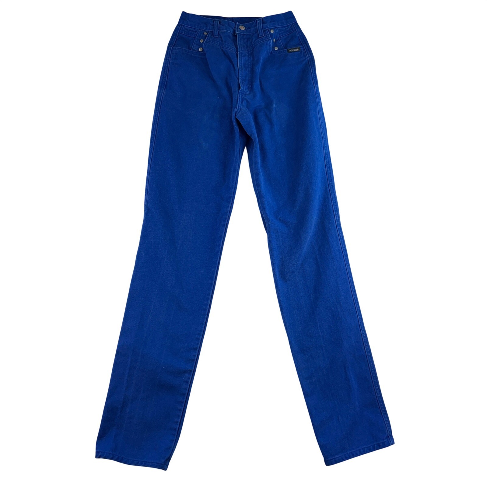VTG 90s Rockies 28 7 Jeans Western Bareback High Rise Straight Leg USA Cobalt