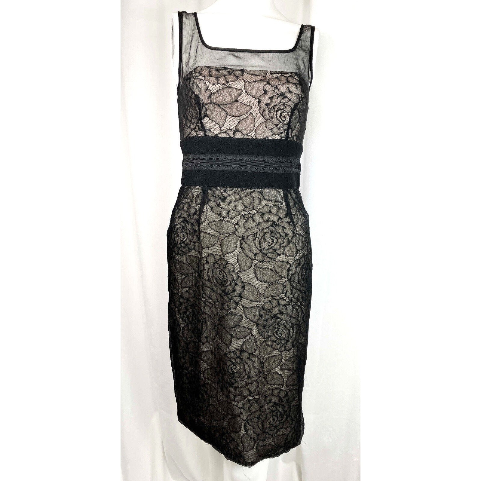 40 IT FAB Allesandro Dell’Acqua Illusion Lingerie Lace Roses Cocktail Dress Silk