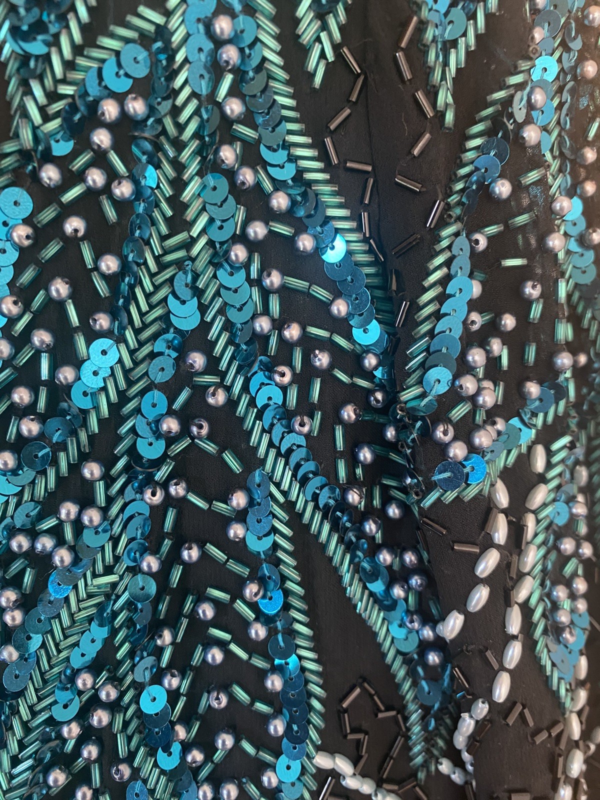 NWT Vintage 1980S Alyce Designs Black Beaded & Sequin Dress size 10