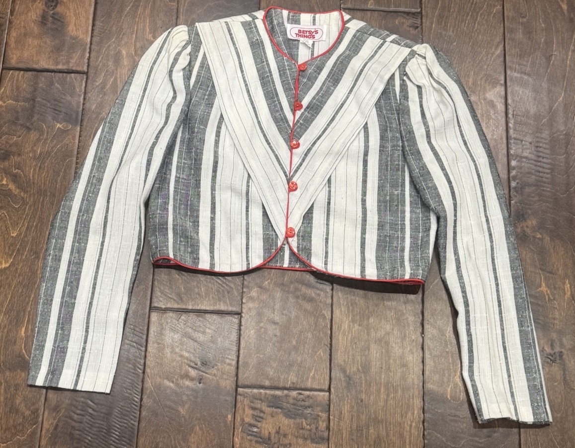 Vintage Betsy’s Things Pin-up Style Long sleeve Top Retro Red USA Made