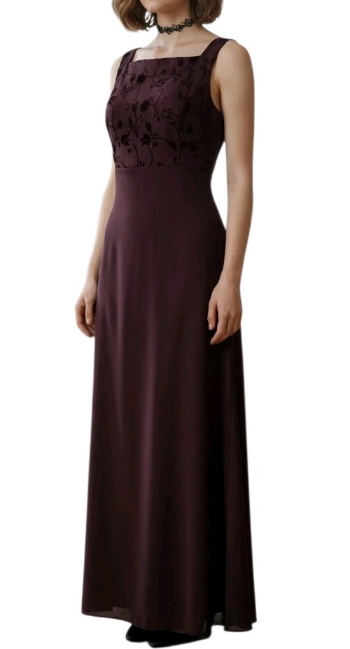 90s Womens Victorian Purple Velvet Burnout Floral Grunge Prom Maxi Dress Sz 12