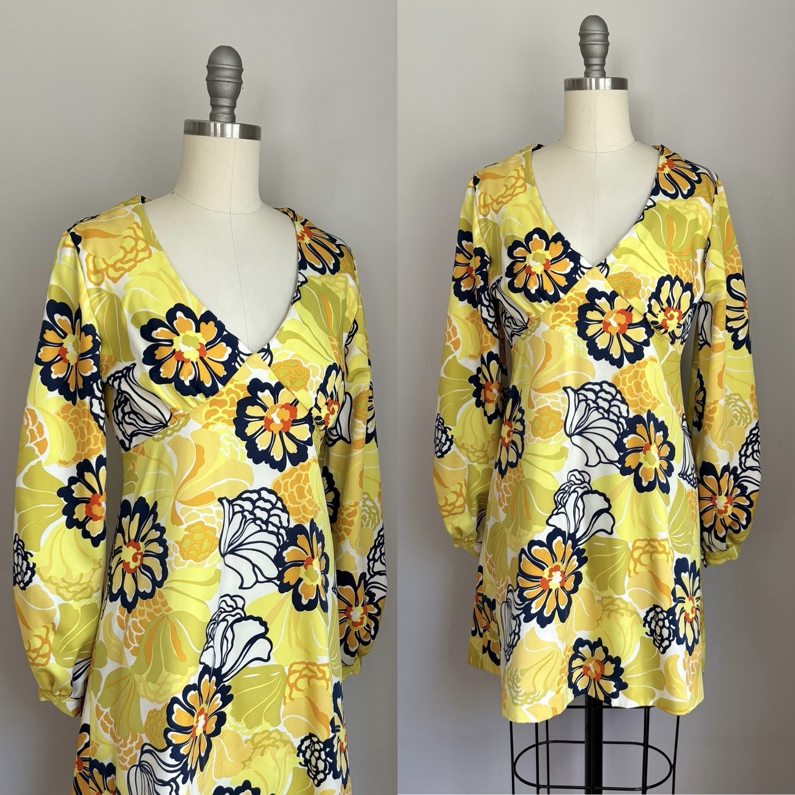 Vintage 1960’s Mod Flower Power Mini Dress Size XS Small