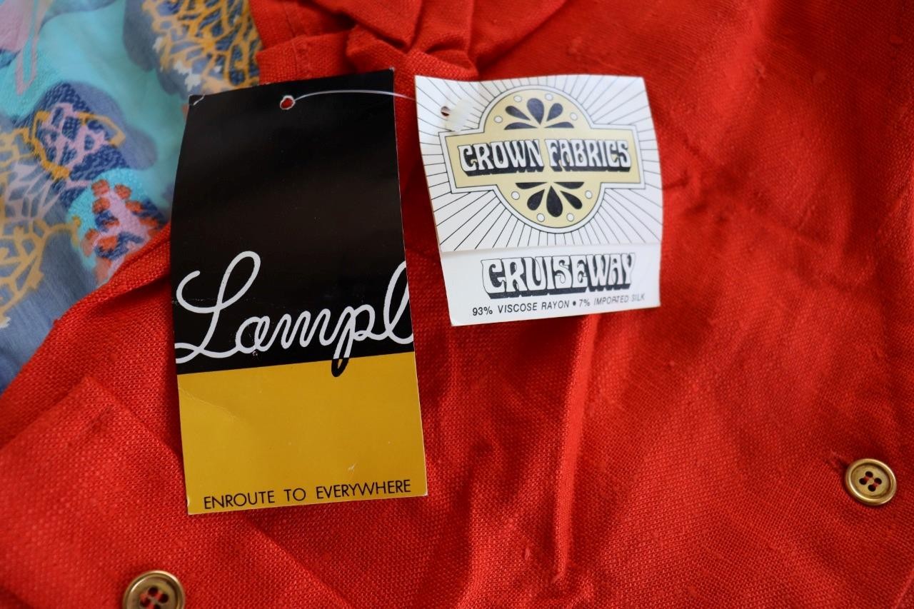 Vintage Deadstock 1960’S Never Worn Orange Rayon Silk Dress With Tags Size 4-6