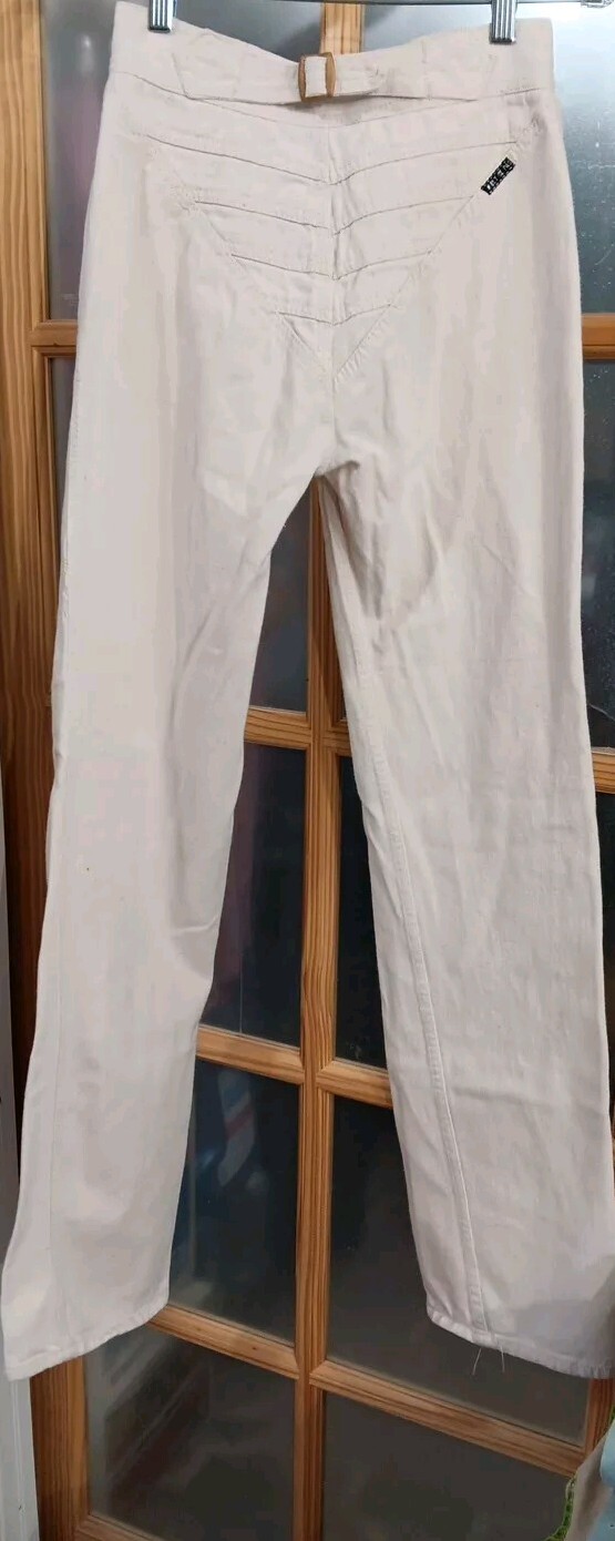 Vintage Jeans 70s N’est-Ce Pas? White Denim Chevron Sizer Back Super Rare 26X34