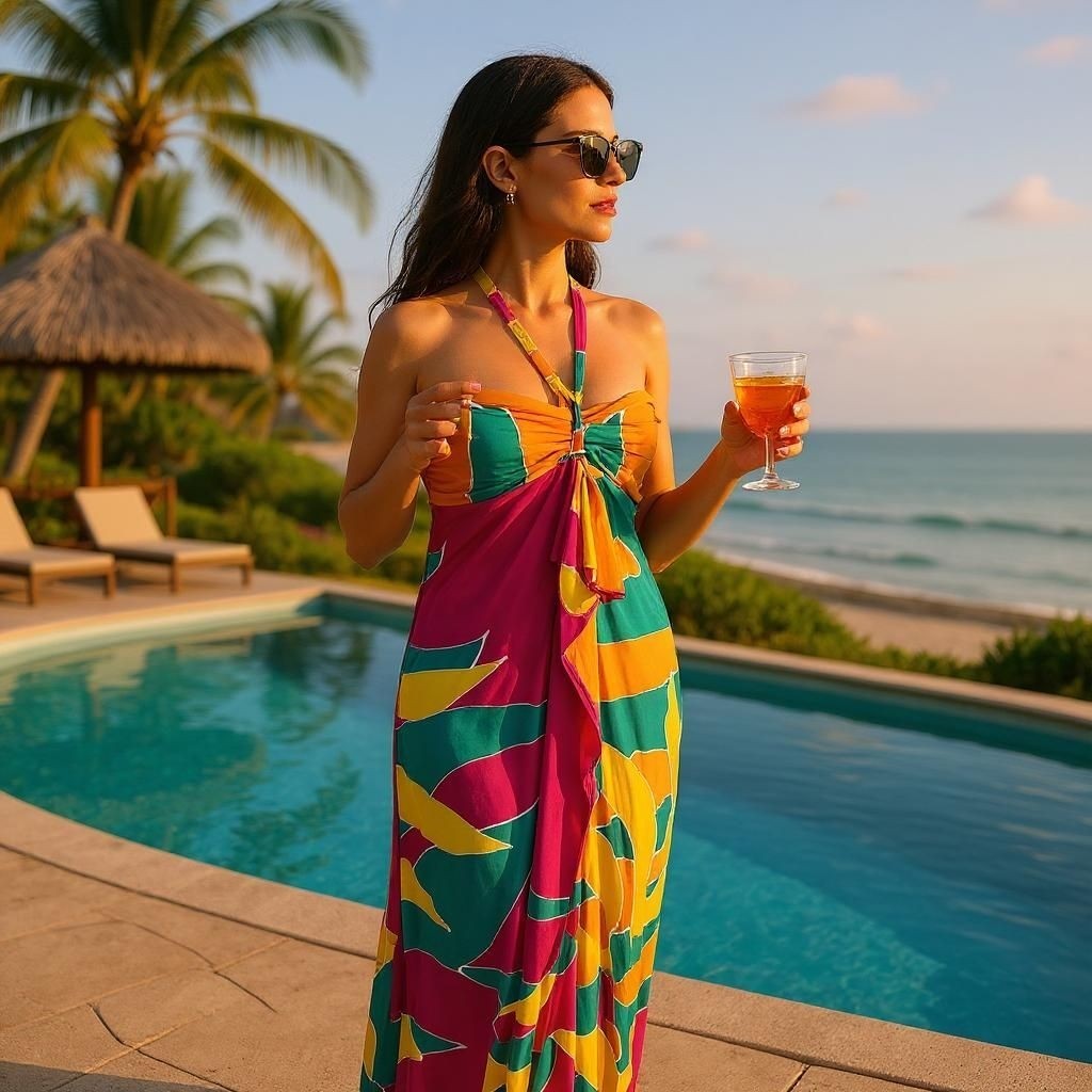 Vintage Y2k Tahitian Vacaycore Colorful Maxi DRESS LUAU Coco Girl S/M