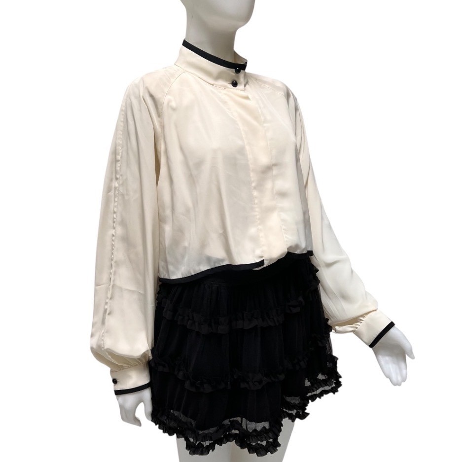 VTG 80s Regina Porter Secretary Blouse Capelet Sz Large Office Siren Hong Kong