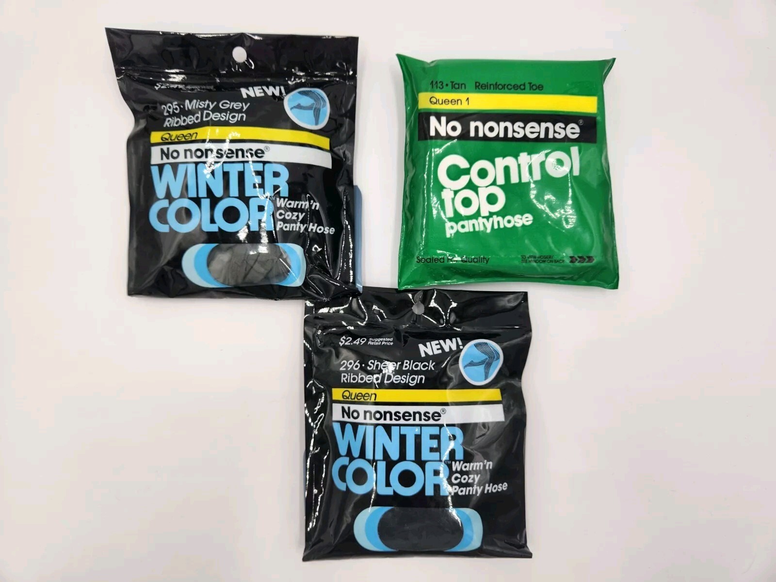 Vintage No Nonsense Control Top & Winter Pantyhose Queen-3 Packs NOS