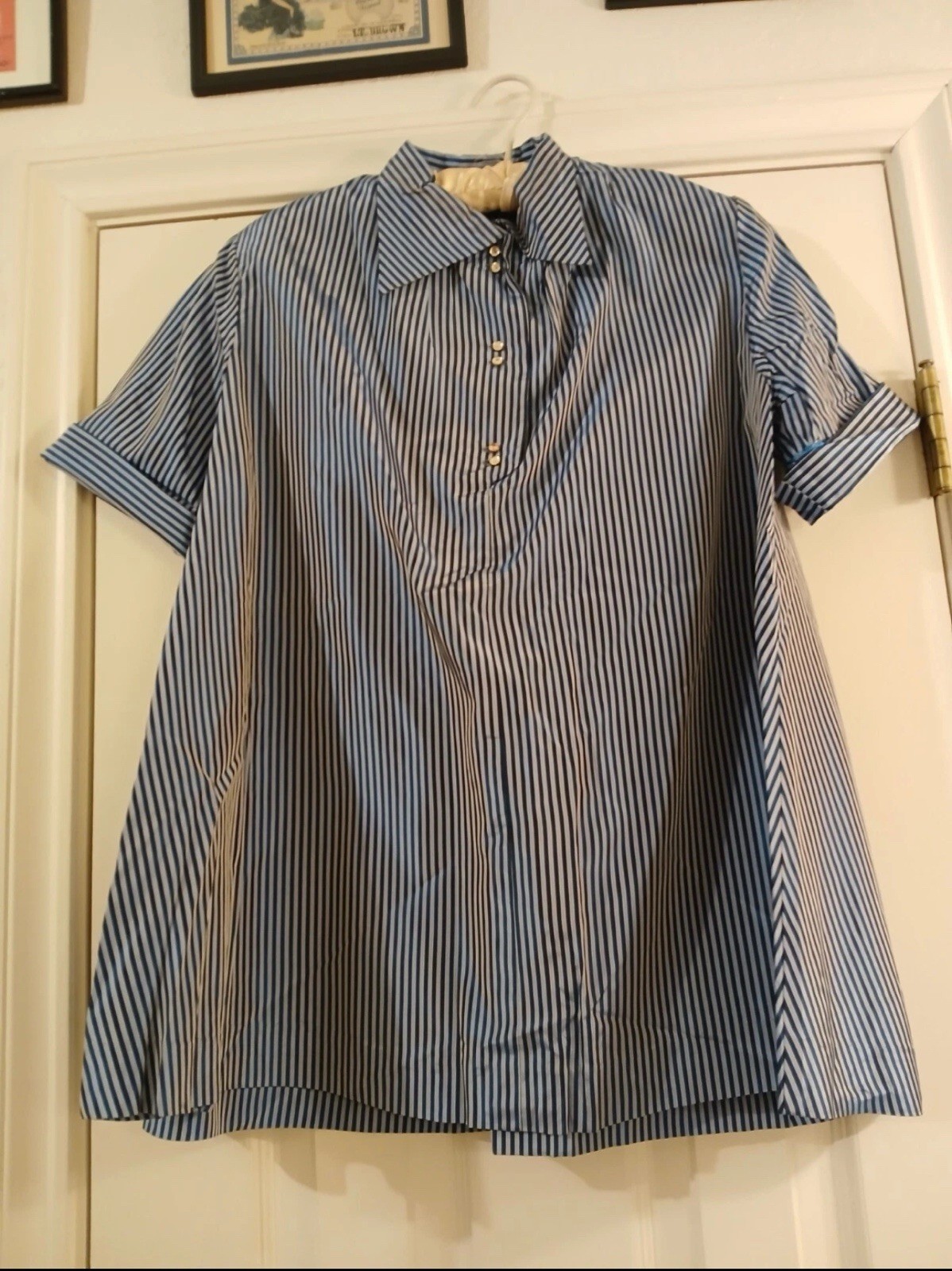 VINTAGE 1940-50s MATERNITY BLOUSE CHANGEABLE TAFFETA STRIPE
