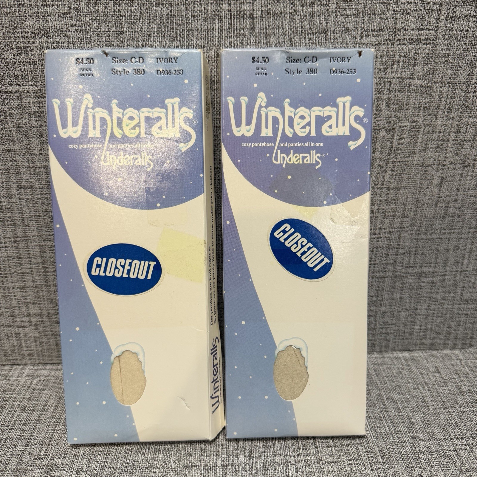 Vtg 1990 Winteralls Underalls Cozy Pantyhose Panties All In One~Sz CD Ivory 2 Pr