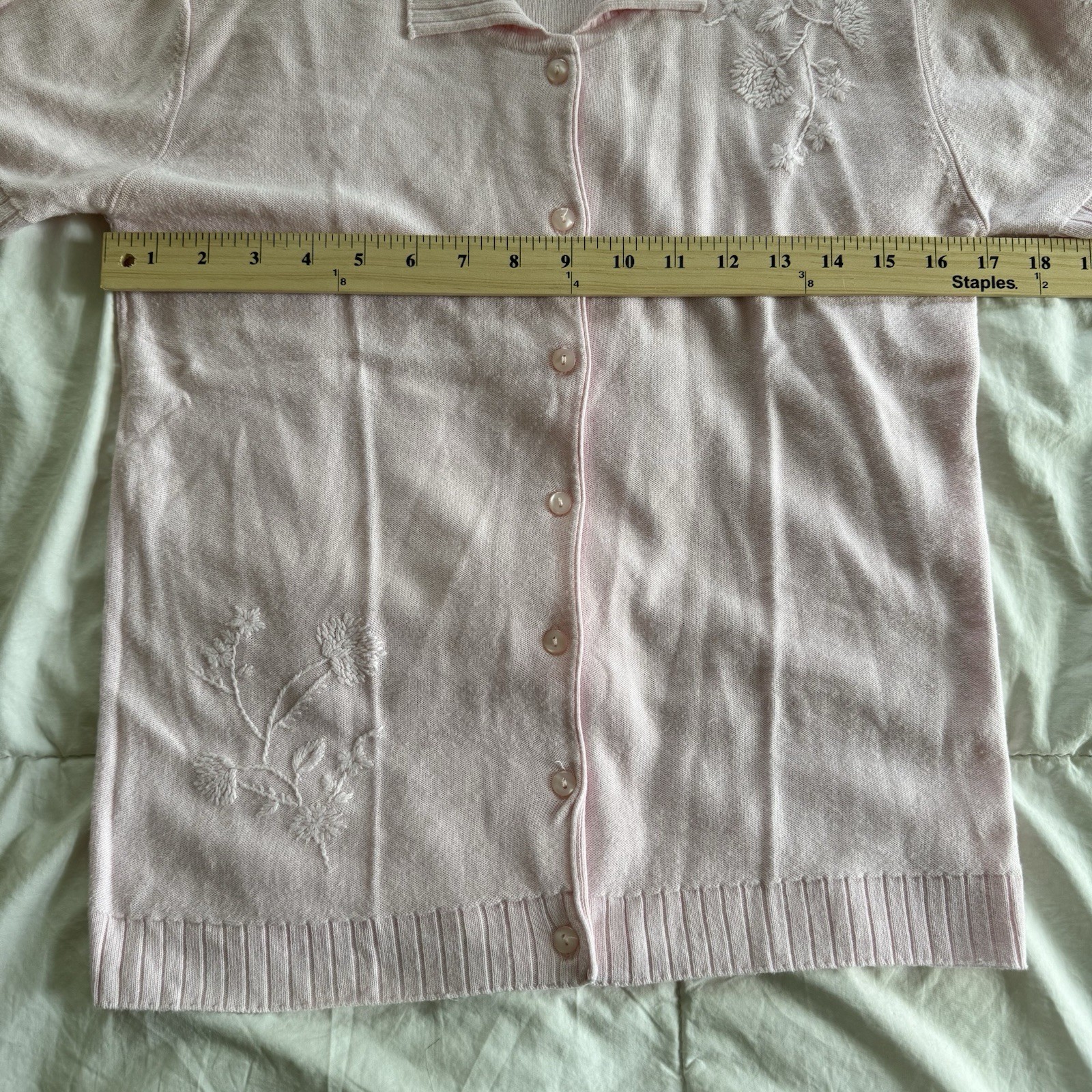Ship N Shore Women’s Embroidered Knit-Pink-Sz M-VTG-Coastal Grandma-Lightweight