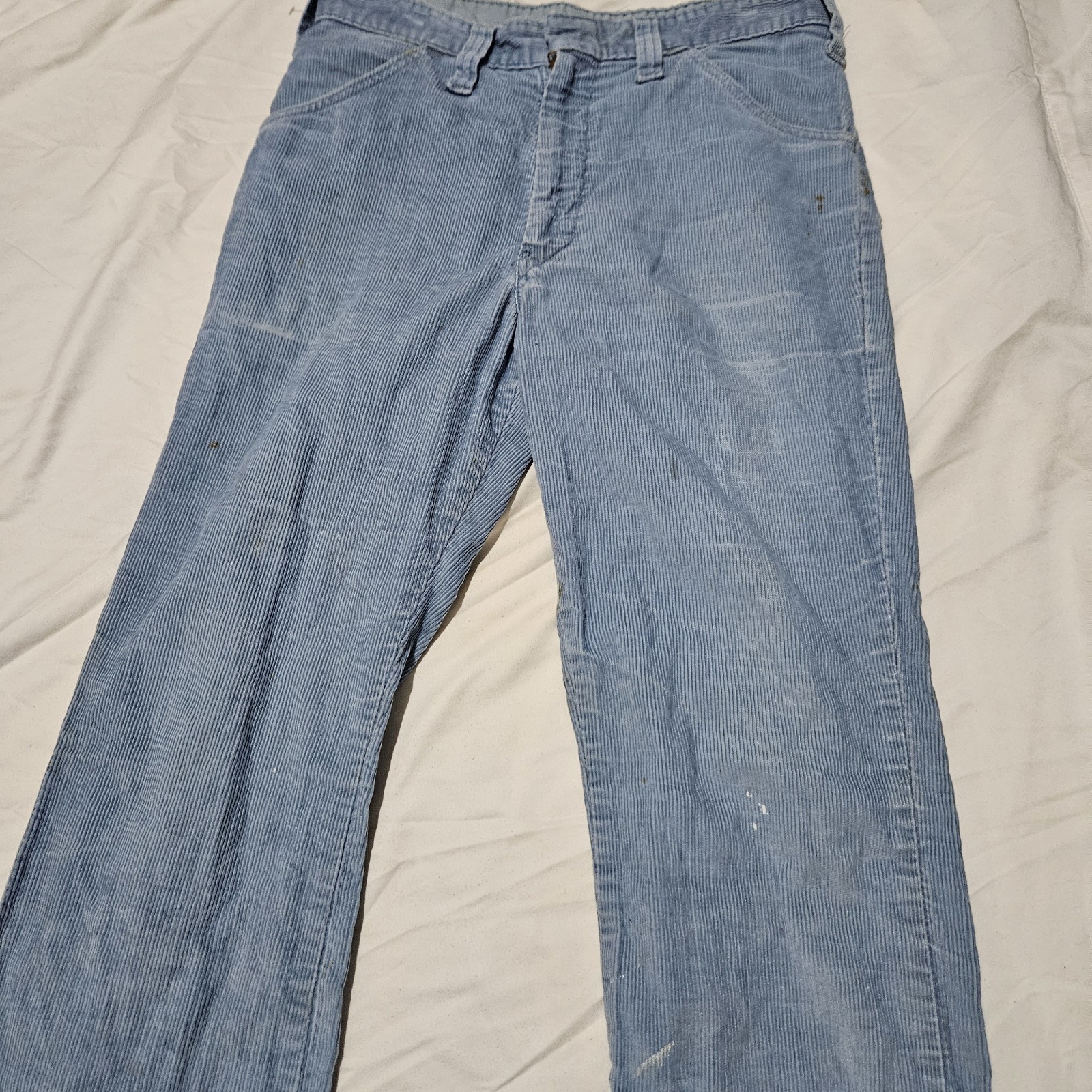 Vintage 1970s Dickies Curduroy Blue Work Pants Size Waist 26 By 29 Inches