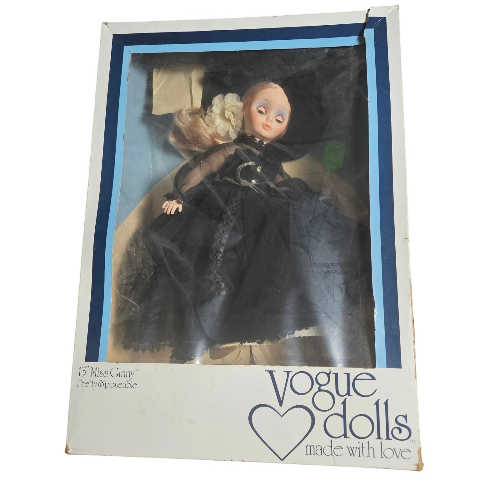 VTG Vogue Dolls Miss Ginny Pretty Poseable Doll 15″ Velvet Dress Sleepy Eyes NIB