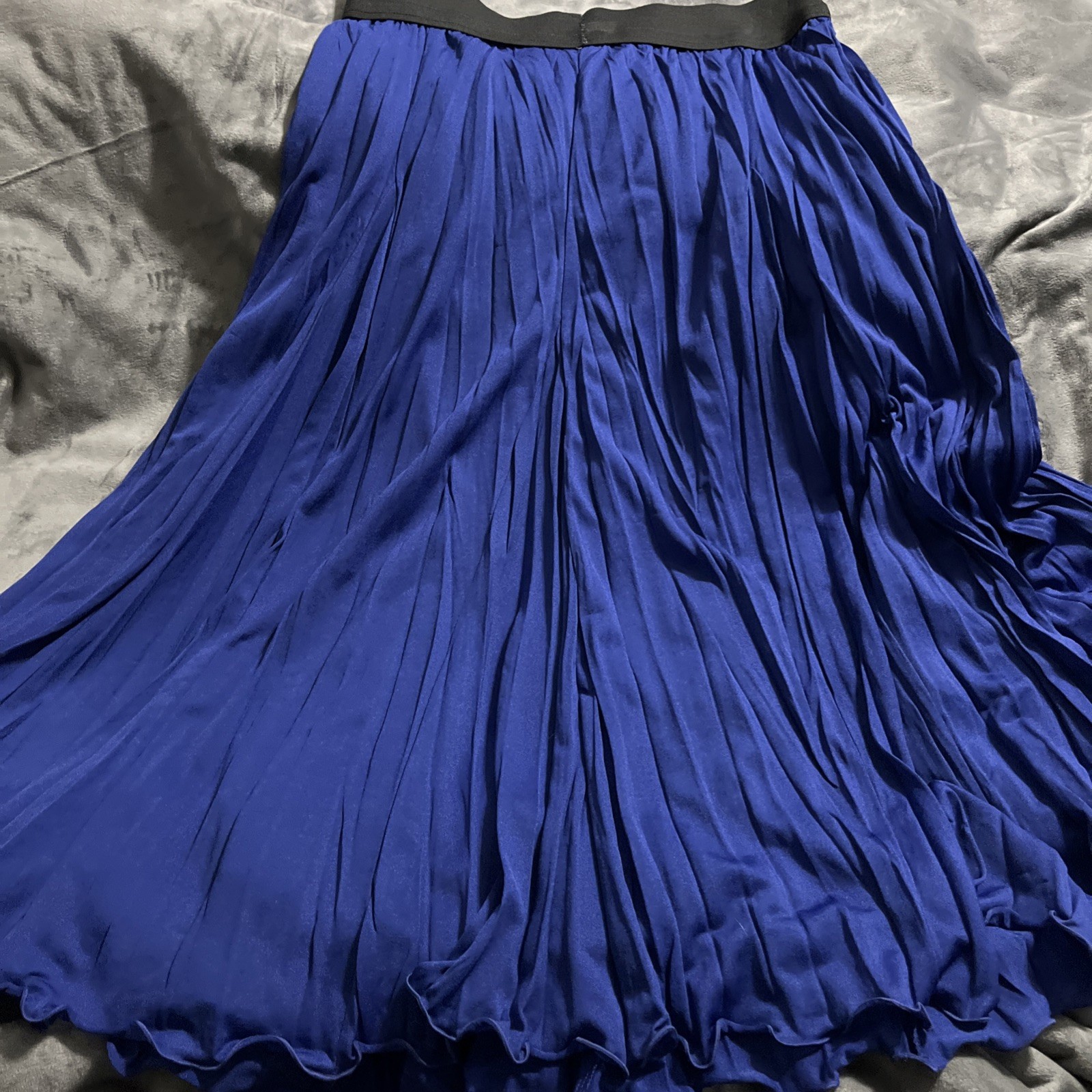 CATO Skirt Solid Sapphire Blue Accordian Pleated Elastic Waist Lined Size S New