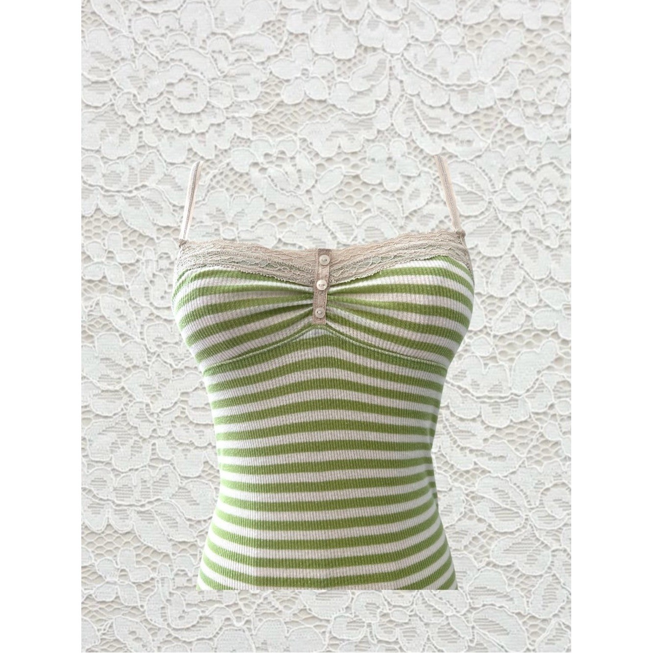 vintage grail abercrombie & fitch green and white striped tank top