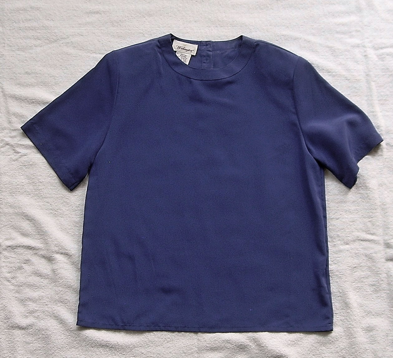 VINTAGE 90s WORTHINGTON SHORT-SLEEVED SECRETARY BLOUSE~ROYAL PURPLE~M~WORN ONCE