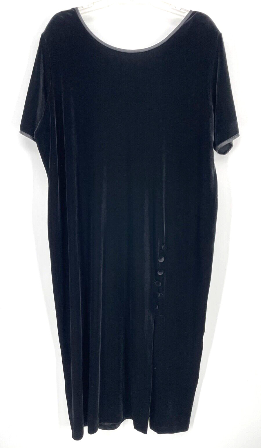 VTG Jacqueline Ferrar women’s 22W/2X Black Velvet Velour midi shift dress Y2K