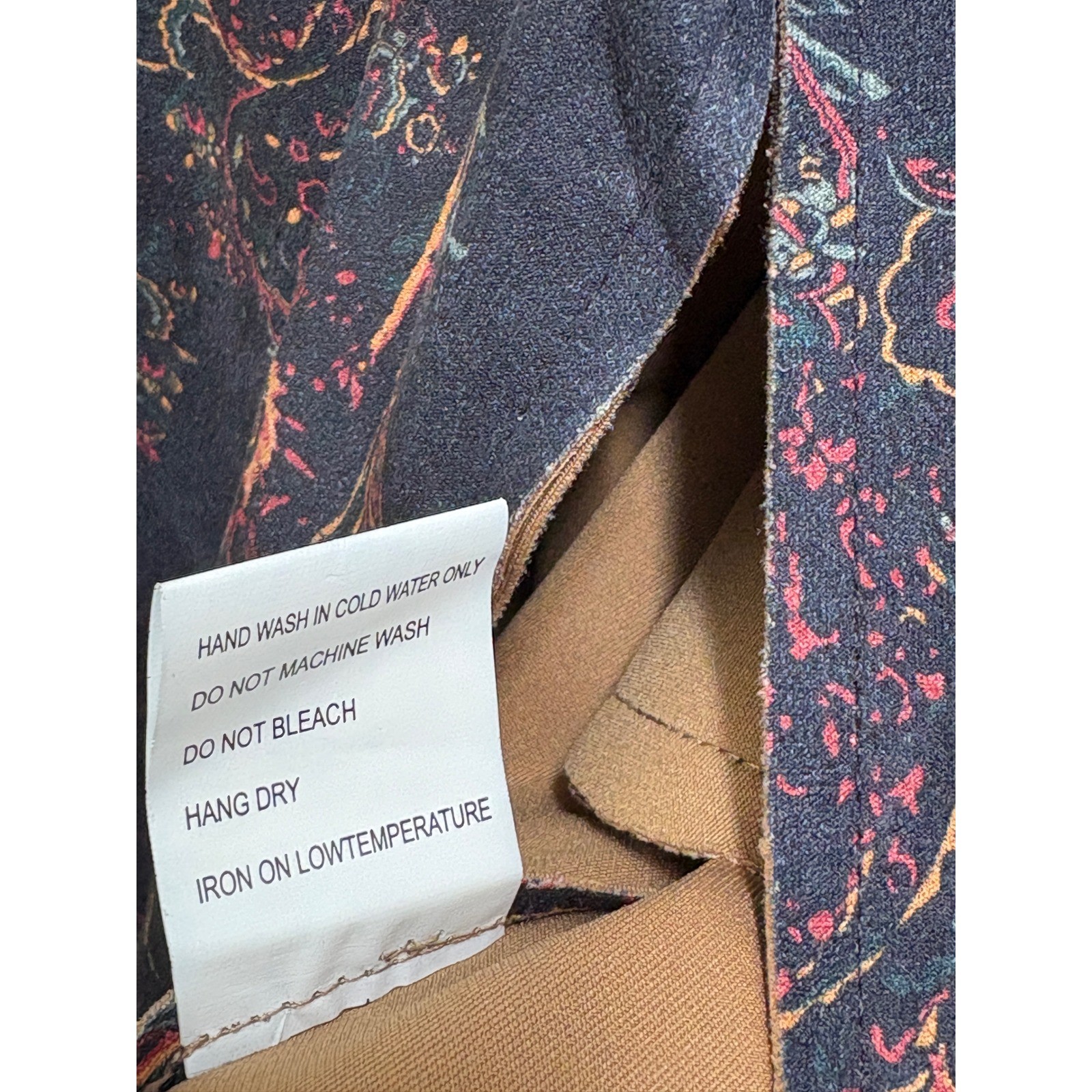 Solitaire Anthropologie Belted Coat Women XL Blue Paisley Faux Suede Boho Jacket