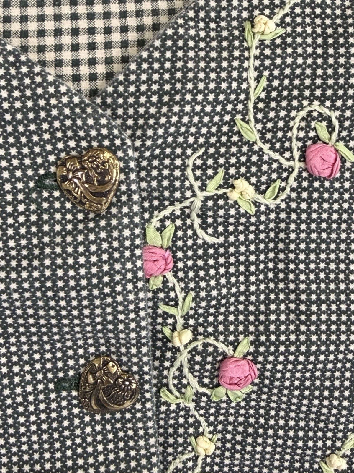 Handmade Vintage 90s Summer Cottage Dress XL with Embroidered Vest Midi Boho