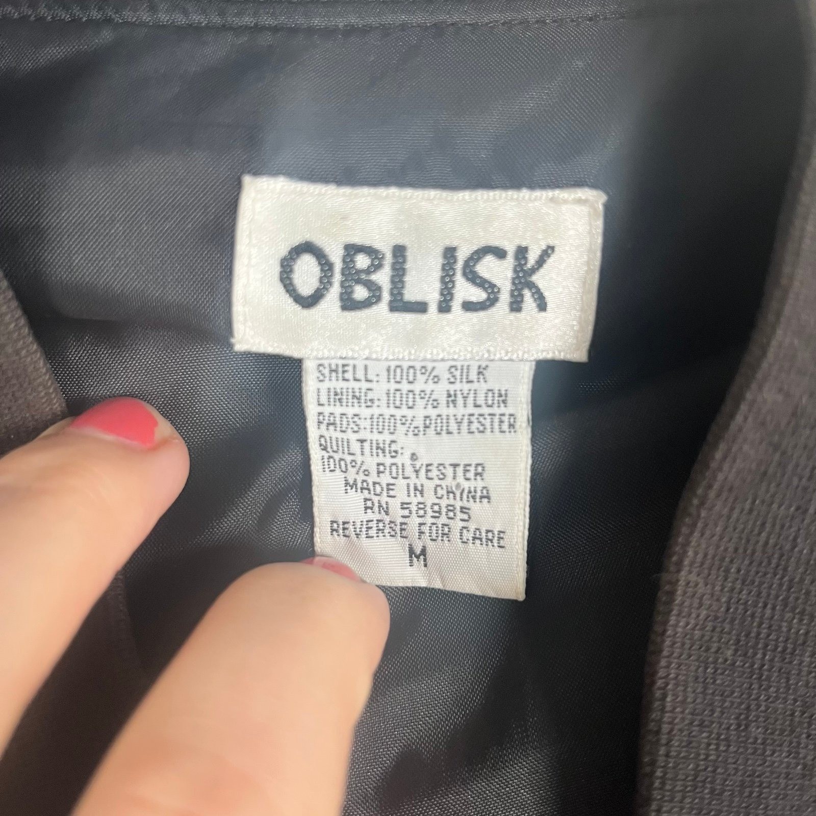 Rare Vintage 100% Silk Women’s Black Bomber Jacket – Oblisk Medium