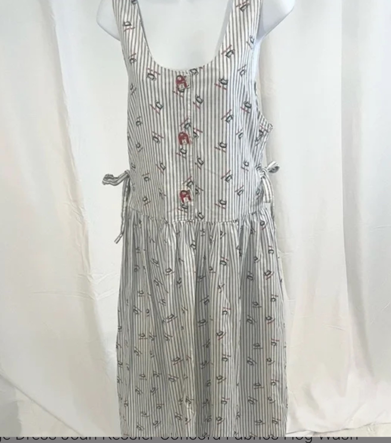 Vintage Jumper Dress Joan Kessler Concord Fabrics Hog Wash Pigs Blue PinStripes