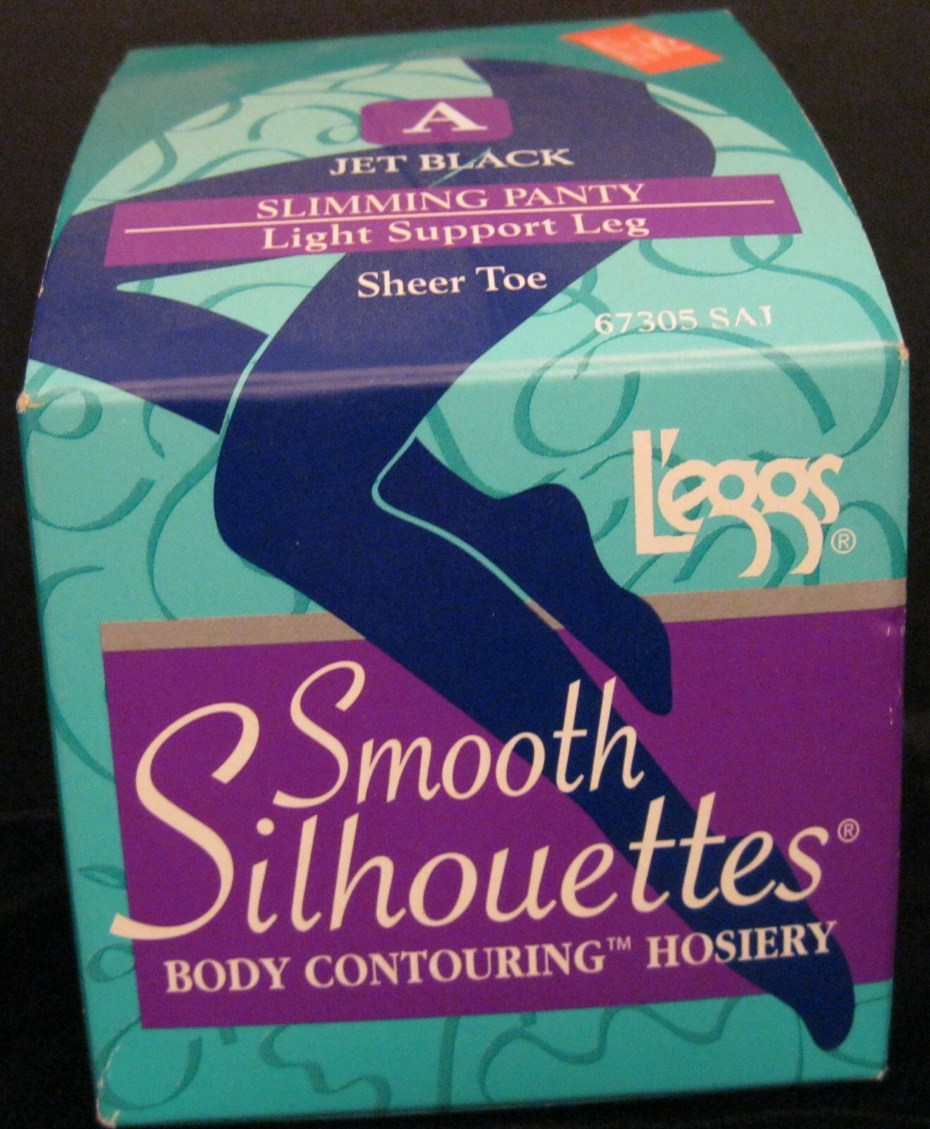 L’EGGS BODY CONTOURING LIGHT SUPPORT PANTYHOSE JET BLACK SHEER TOE SIZE A NEW!
