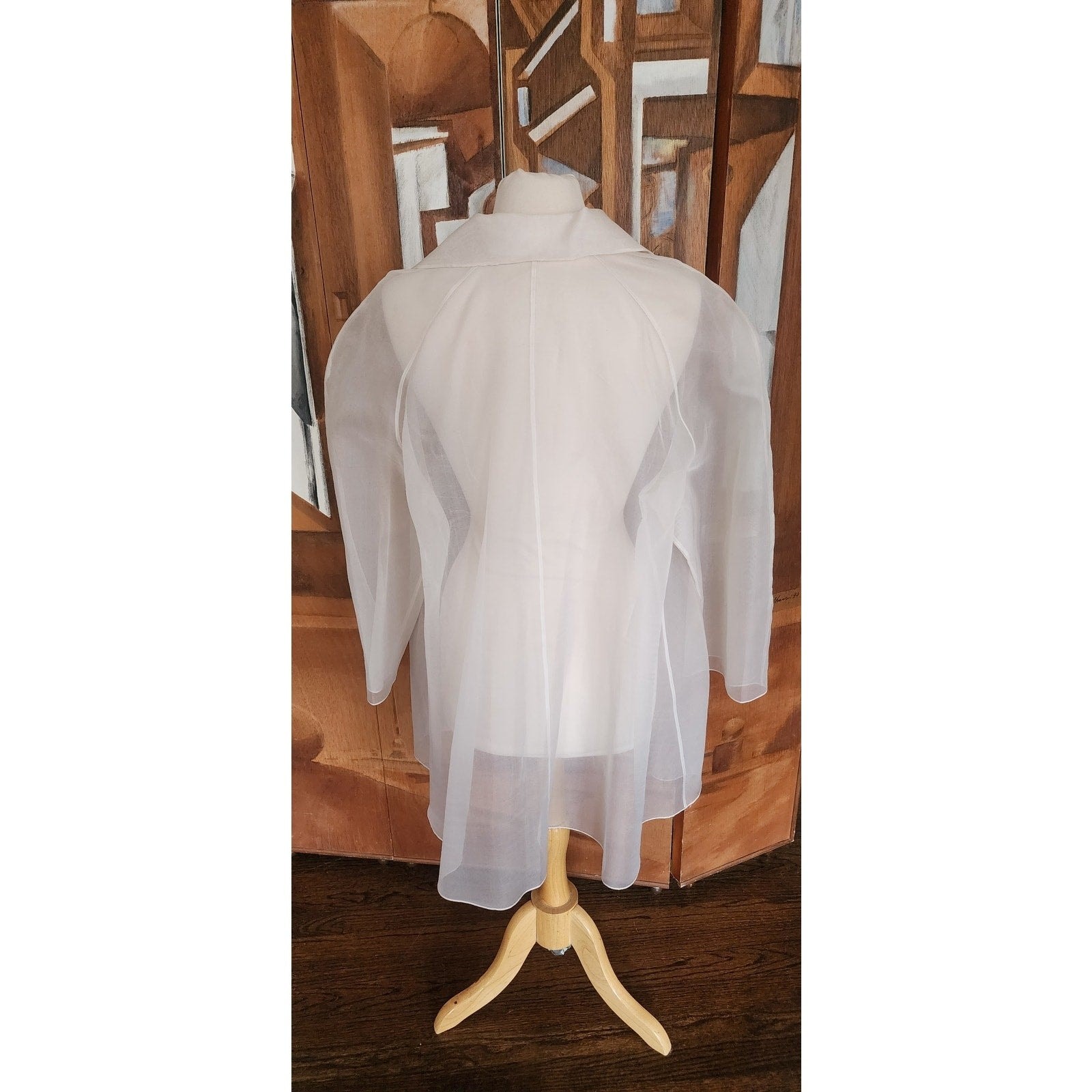 Vintage 90s Sheer White Jacket White Organza Victoria March Chicago Designer