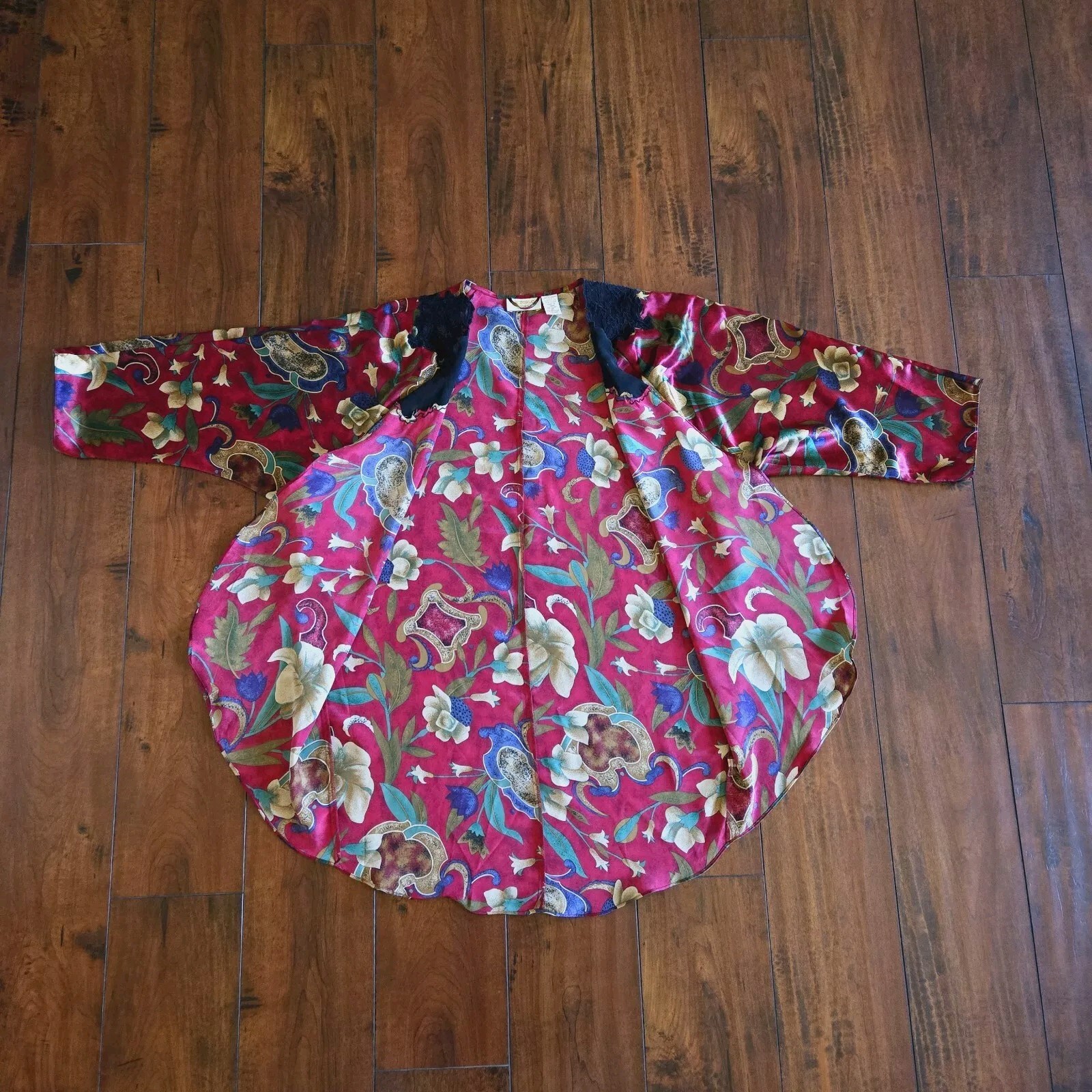 Victoria Secret Women’s Gold Label Floral Night Vintage Dress Robe 2 Pieces Sz M