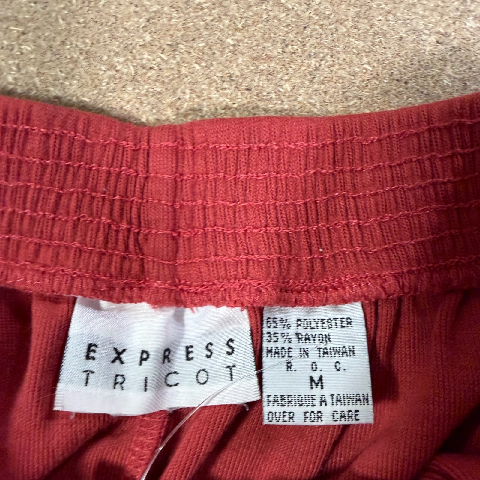 Vintage Express Tricot Casual Pants Salmon Pink Flowy Loose Fit Pull On NOS M