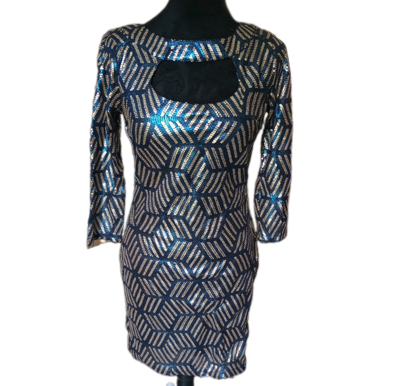 Charlotte Russe Women’s S Blue : Gold Sequin Bodycon Mini Dress, Vtg