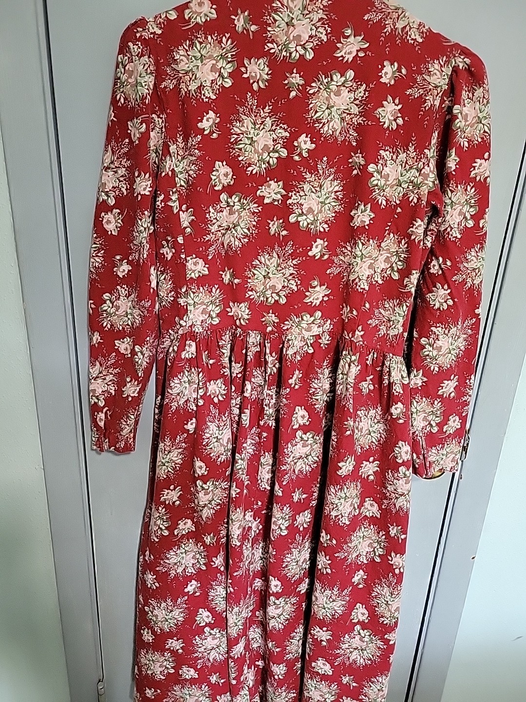 LAURA ASHLEY Dress Women’s Sz 10 Prairie Cottagecore Lace Collar Red Floral