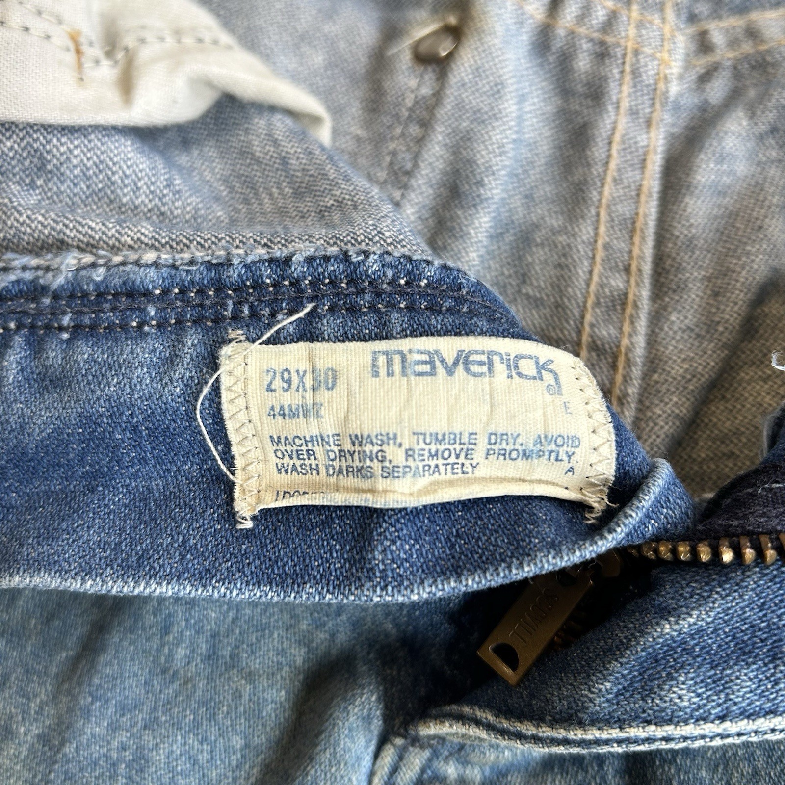 Vintage 1960s 70s Wrangler Maverick 44 MWZ Denim Jeans Sz 27 x 30