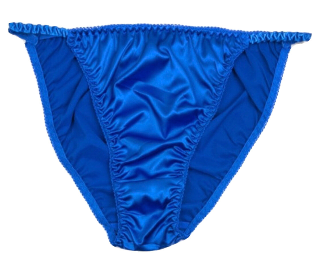 Satin String Bikini Panty Royal Blue XL