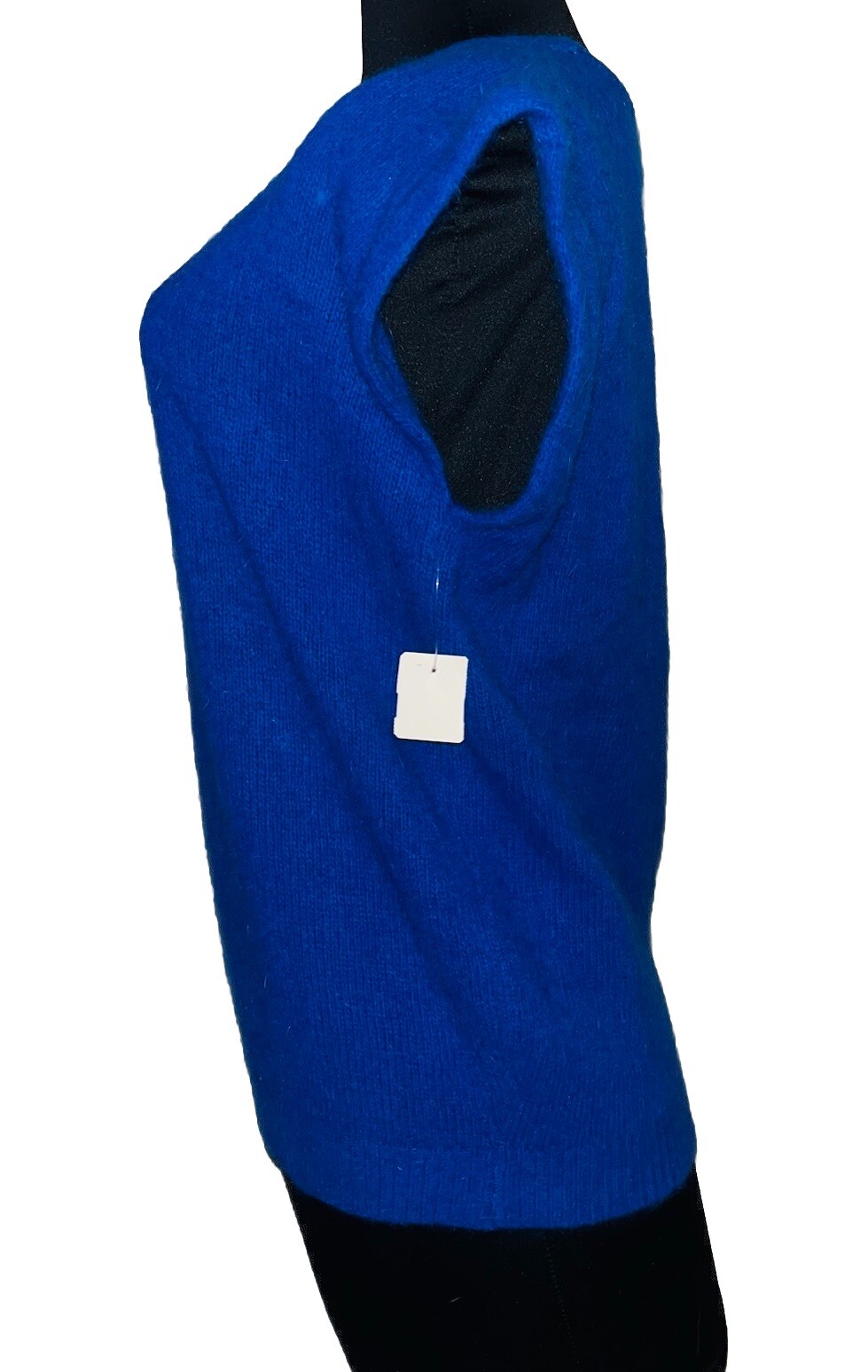 NWT Vintage Candor Sleeveless Sweater Royal Blue Angora Wool Cap Sleeves Sz L