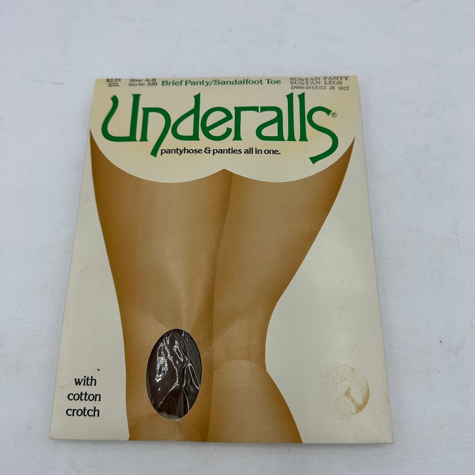 Vintage Underalls Pantyhose Panties All In One Suntan Brief Sandalfoot Size AB
