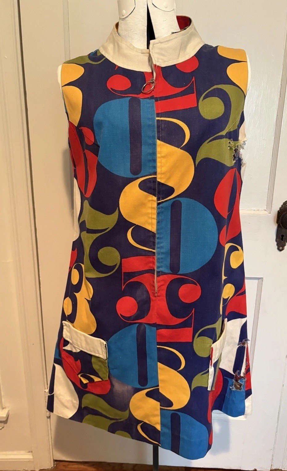 Vintage Numbers Fabric Concord Fabric in style of Miller Pop Color 1970’s Dress