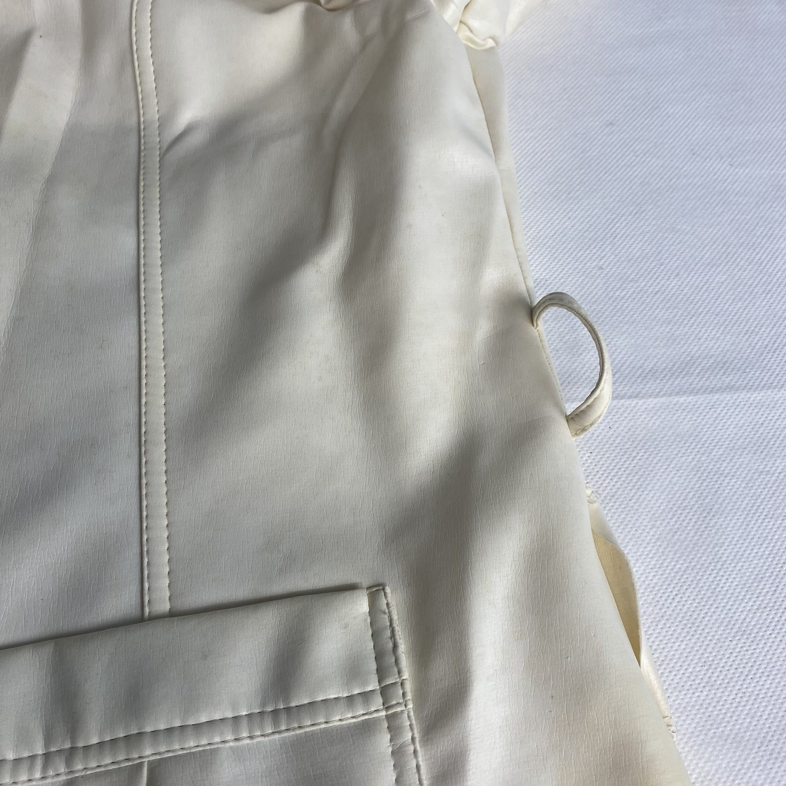 Vintage Finger Hut Jacket Faux Leather Womens Sz 20 Cream Coat Flaws