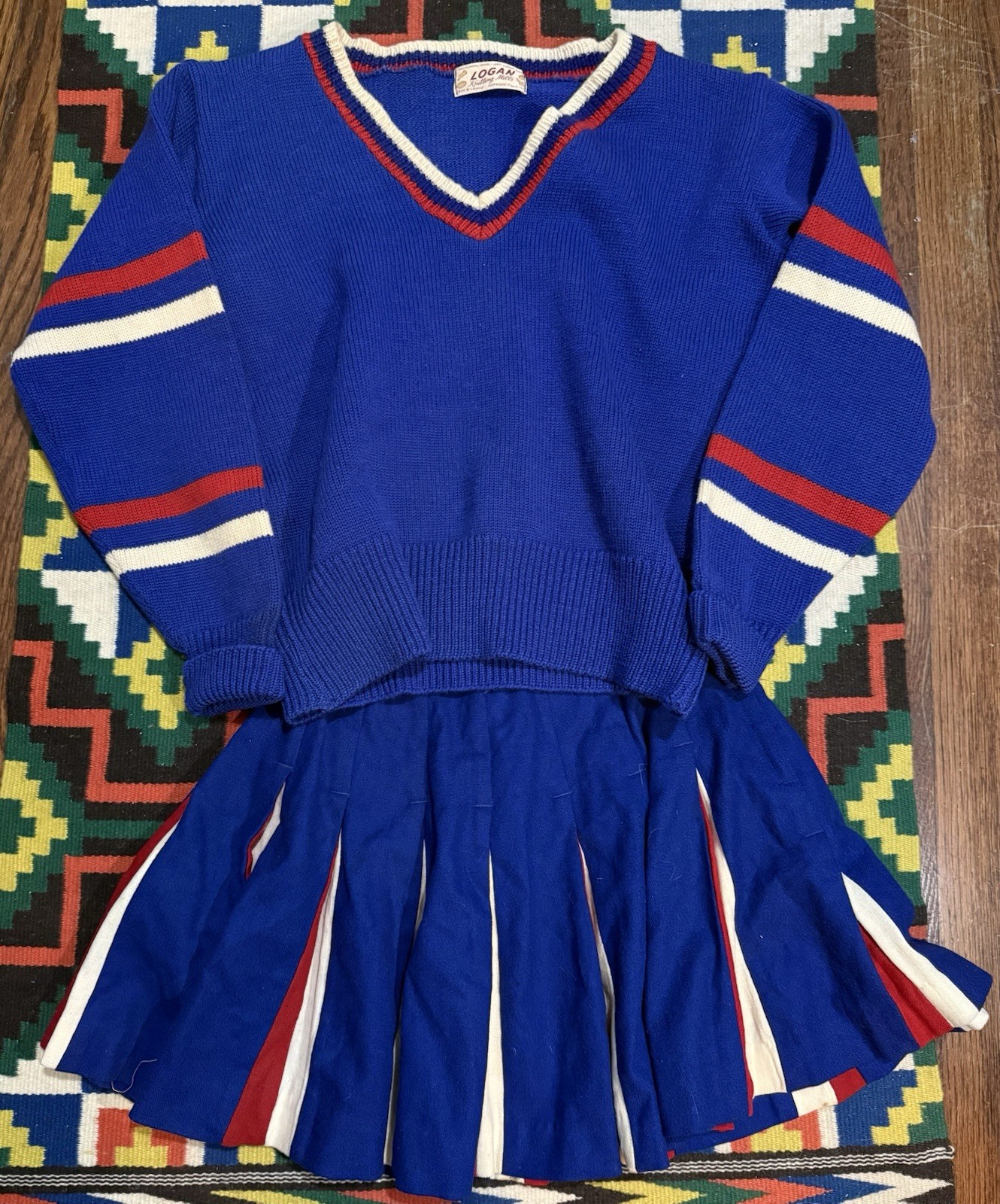 logan knitting mills cheerleader supply co IL TX patriots colors vintage 70s 60s