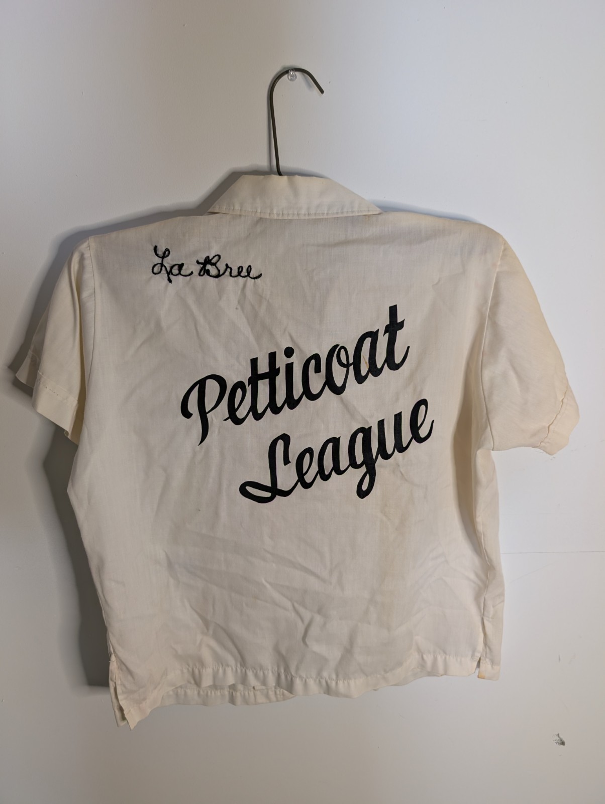 Vintage 1950s Petticoat League Bowling Shirt Hilton USA Embroidered Rockabilly