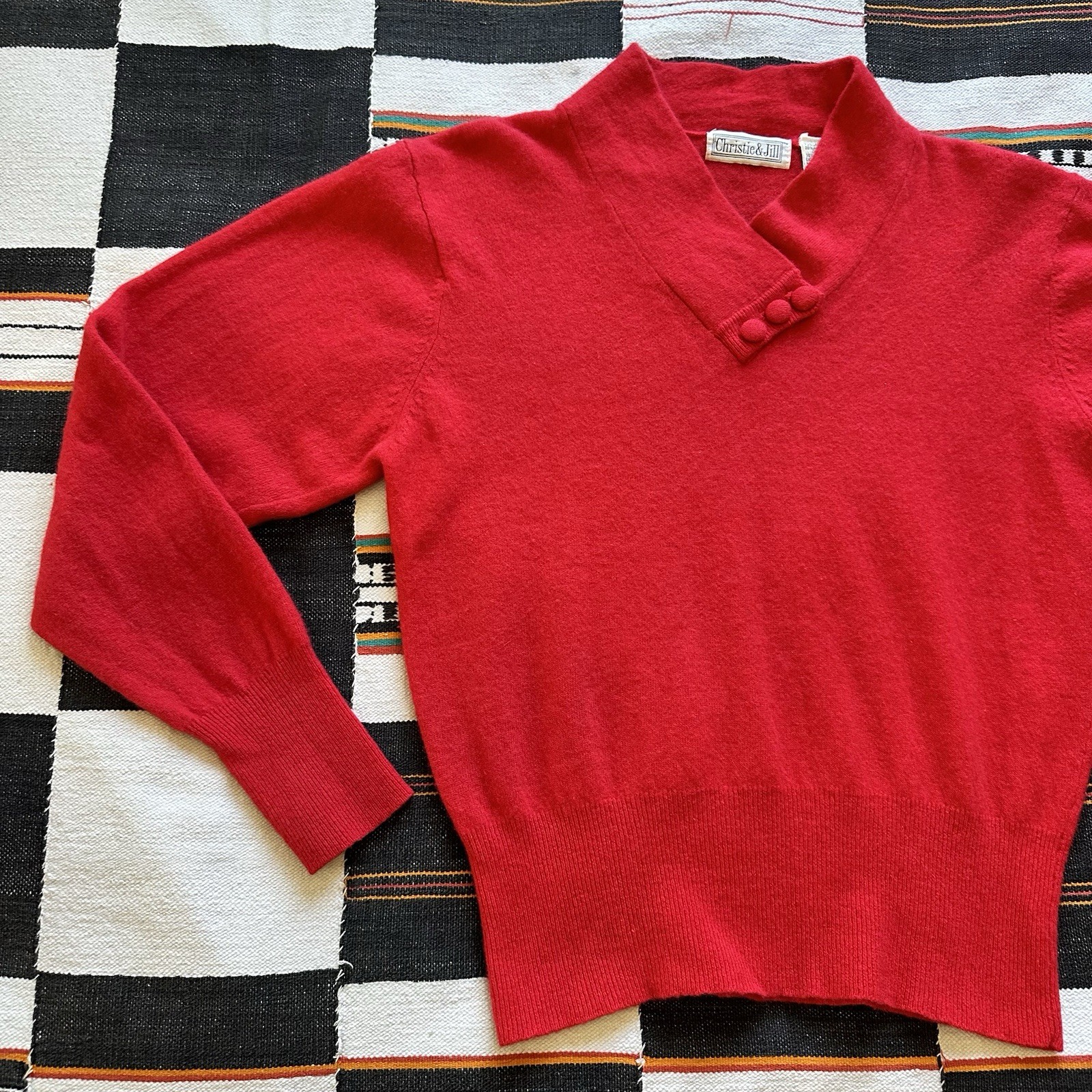 Vintage Christie & Jill Lambswool Angora Rabbit Hair Red Sweater. Medium.
