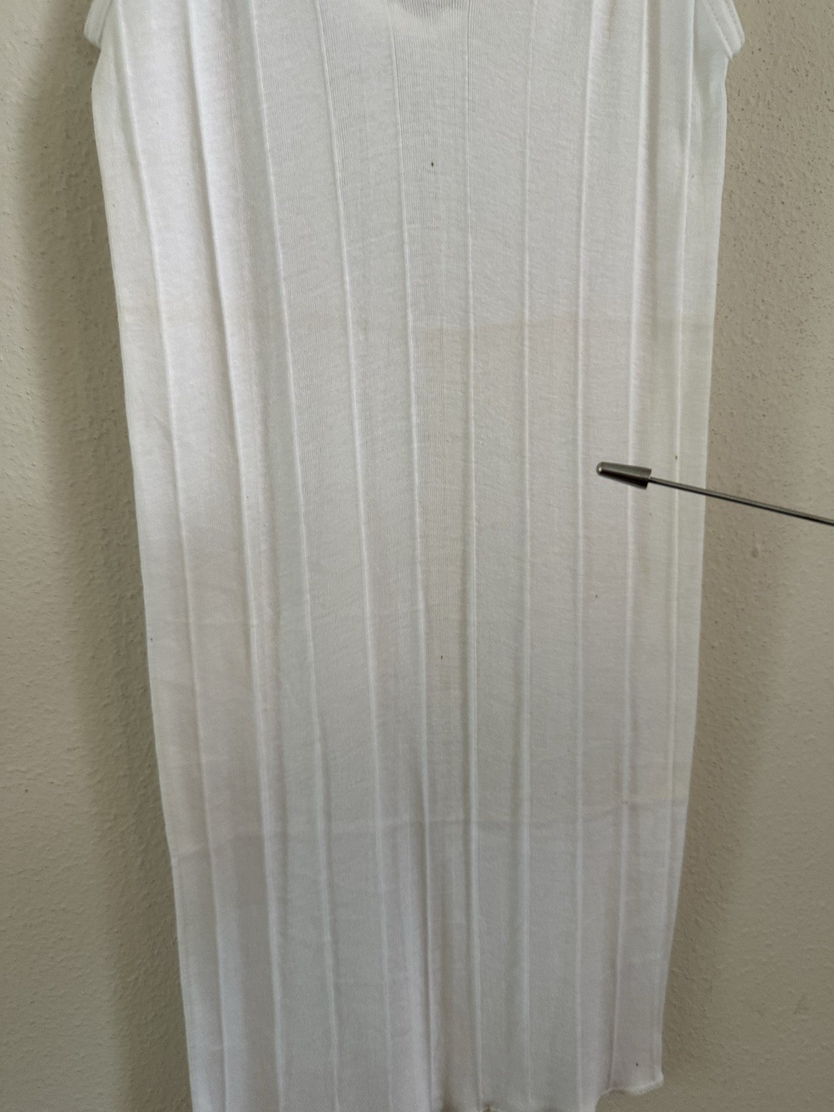 NOS 1960s Gaymode Ribbed Pima Cotton Slip Dress White Bodycon Mini USA Vintage