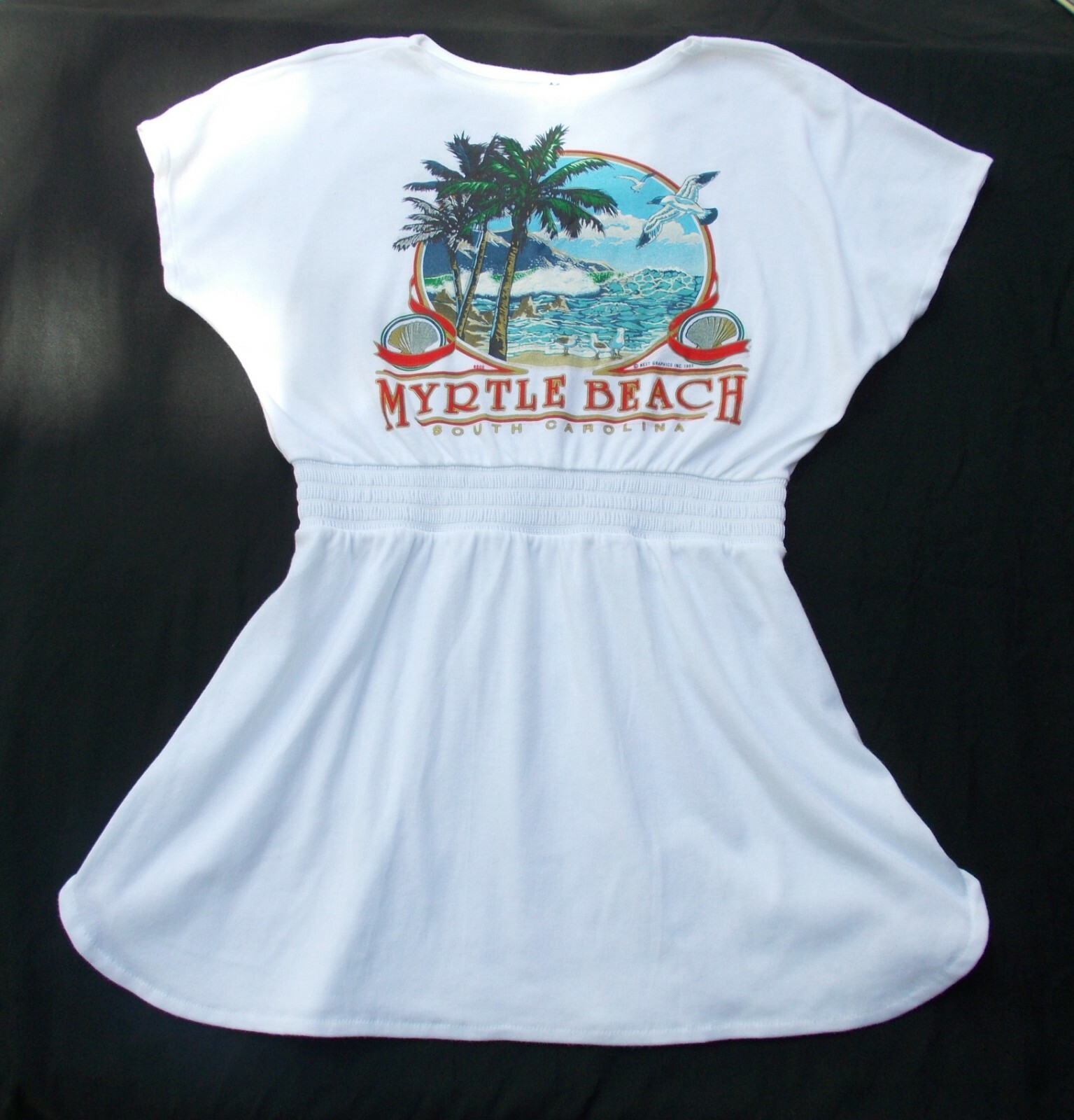 Vintage MYRTLE BEACH tourist T-shirt white mini dress one size fits all