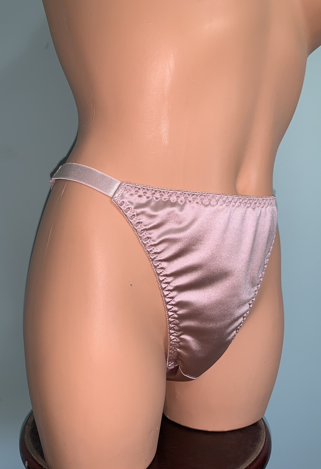 NEW Glossy Stretch Satin XL String Bikini Panties Hi Thigh Lingerie Panty