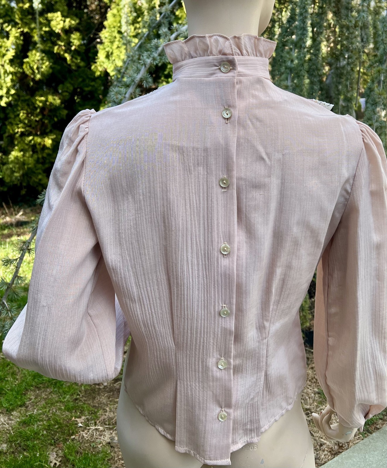 VINTAGE 1970’s MAUVE PINK PRAIRE BLOUSE W/ LACE